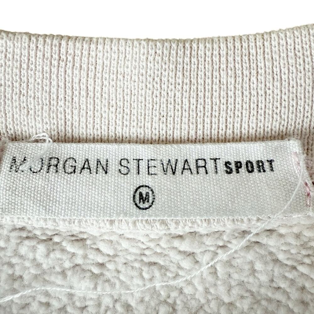 Morgan Stewart Sport Pink Tennis Graphic Cotton Fleece Sweatshirt Womens Medium - Picture 3 of 7